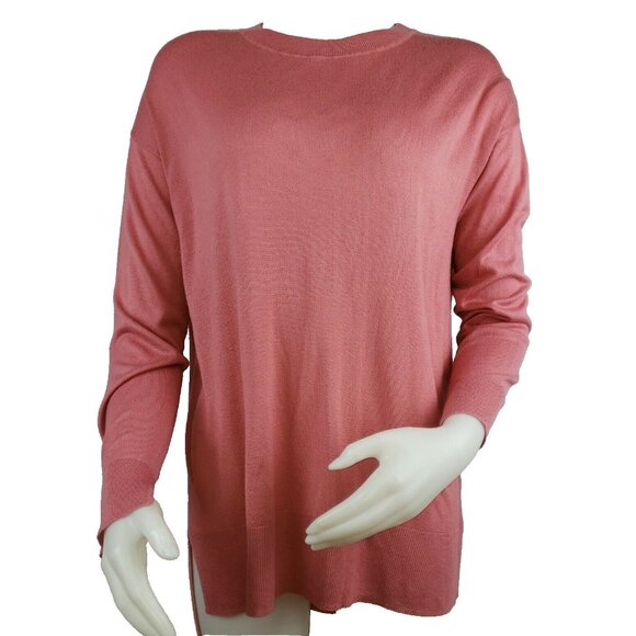 H&M Lightweight Tunic Sweater Womens M Top Rose Pink Drop Shoulder Pullover - Picture 1 of 12